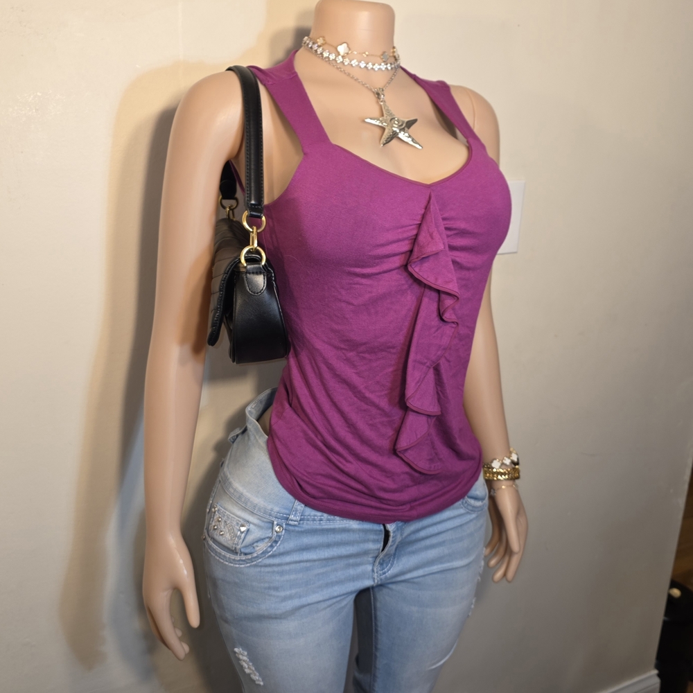 ☆White House Black Market Magenta Ruffle Tank Top☆ - Picture 2 of 3